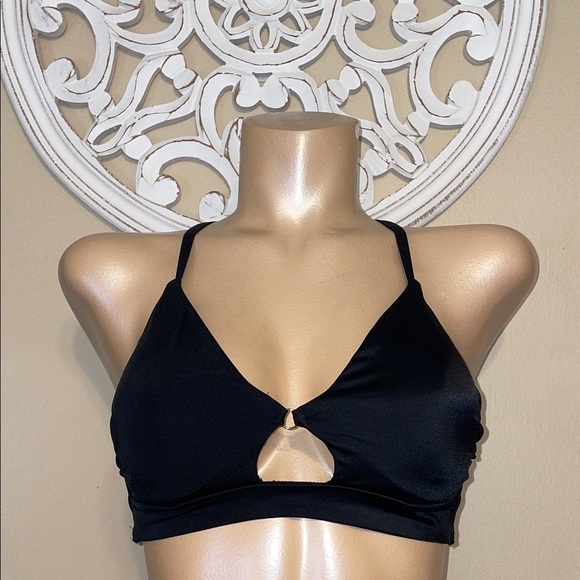 Shade & Shore women’s bikini top 36C swim underwire black basic cross back NWT - Picture 1 of 8